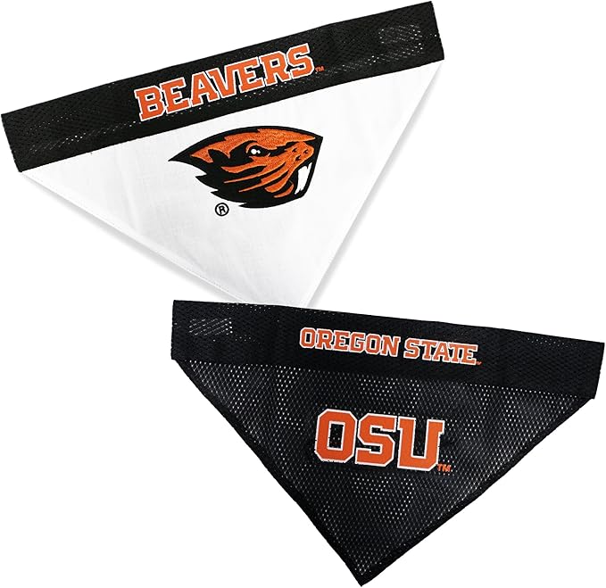 Pets First Collegiate Pet Accessories, Reversible Bandana, Oregon State Beavers, Small/Medium