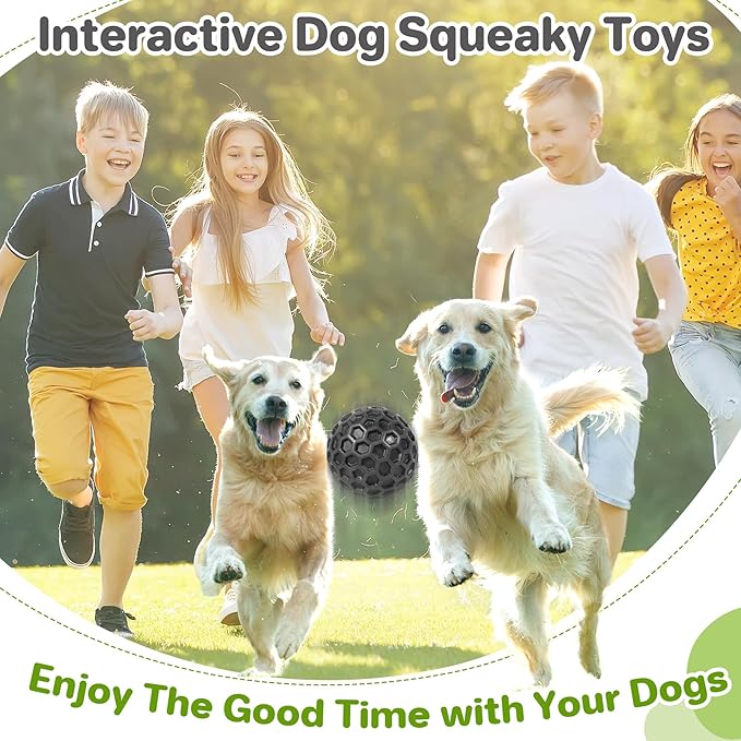 Interactive Squeaky Dog Balls, Dog Toys for Aggressive Chewers Large Breed for Relieving Anxiety, Tough Dog Chew Toys Balls for Aggressive Chewers, Outdoor Squeaky Dog Toys for Large Dogs