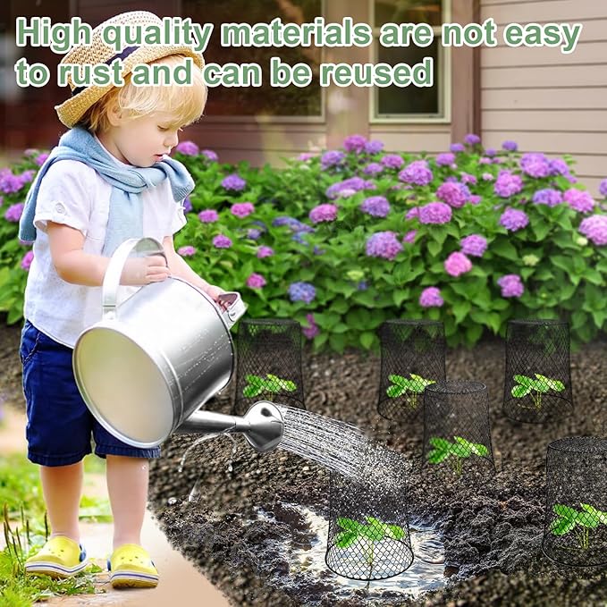 20 Pcs 6.8"×7.4" (Multiple Sizes/Quantities Available) Seedling Plant Protectors from Animals, Chicken Wire Plant Cage Garden Cloche to Protect Plants Vegetables from Rabbits Squirrels Chicken ﻿