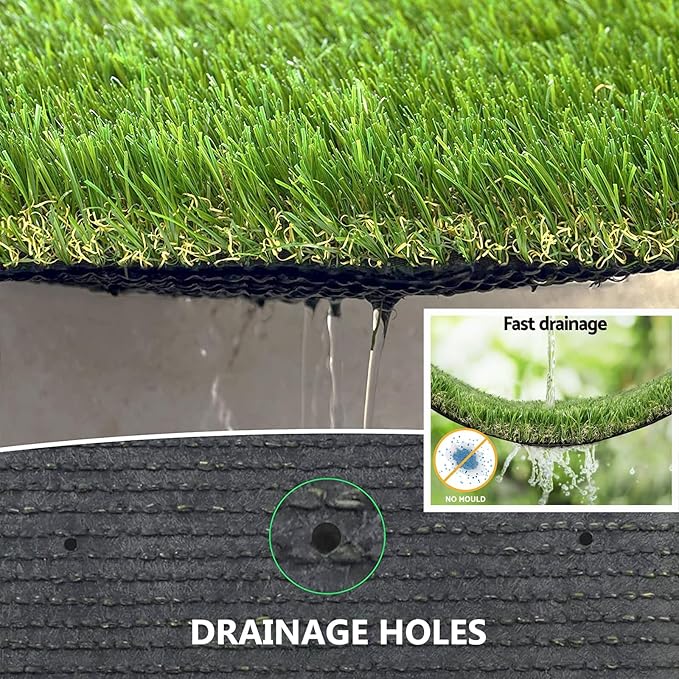 Artificial Grass Rug Outdoor Indoor 11FTX58FT Fake Grass Carpet Green Synthetic Grass Pet Turf Realistic Faux Grass Rug with Drain Holes for Garden Lawn Landscape Balcony Home Decor Patio