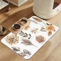 Floral Palm Leaves Dog Cat Food Mat–Christmas Stocking Absorbent Waterproof Placemat for Food and Water Bowls, Non Slip Rubber Backing, Feeding Mat for Clean Floors 16"x24"