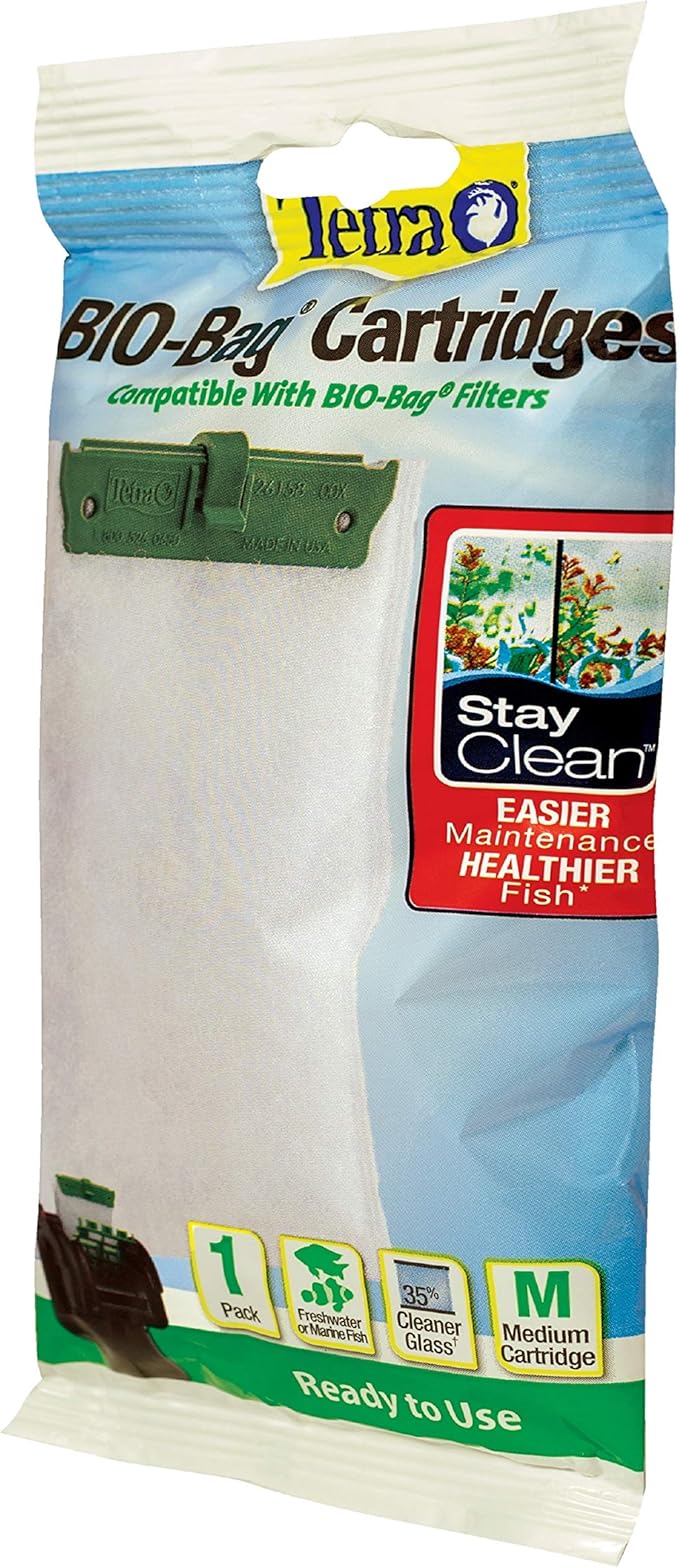 Tetra Bio-Bag Filter Cartridge 1 Count, for Aquariums, with Stay Clean Technology, Ready to Use Medium Filter