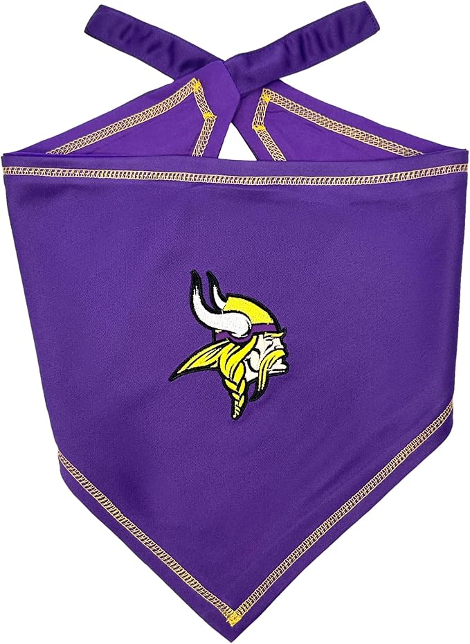 Pets First NFL Minnesota Vikings TIE Bandana, Size Small/Medium. Dog Bandana Scarf Bib for Pet Cat Dog. The Ultimate Game-Day, Party Bandana