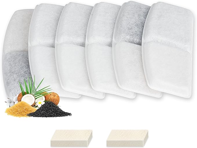 Cat Water Fountain Filters, 6 Pack Replacement Filters for Pet, Pre-Filter Sponges Set for Stainless Steel 67oz, 88oz, 95oz, 135oz Automatic Dog Pet Fountain Water Dispenser