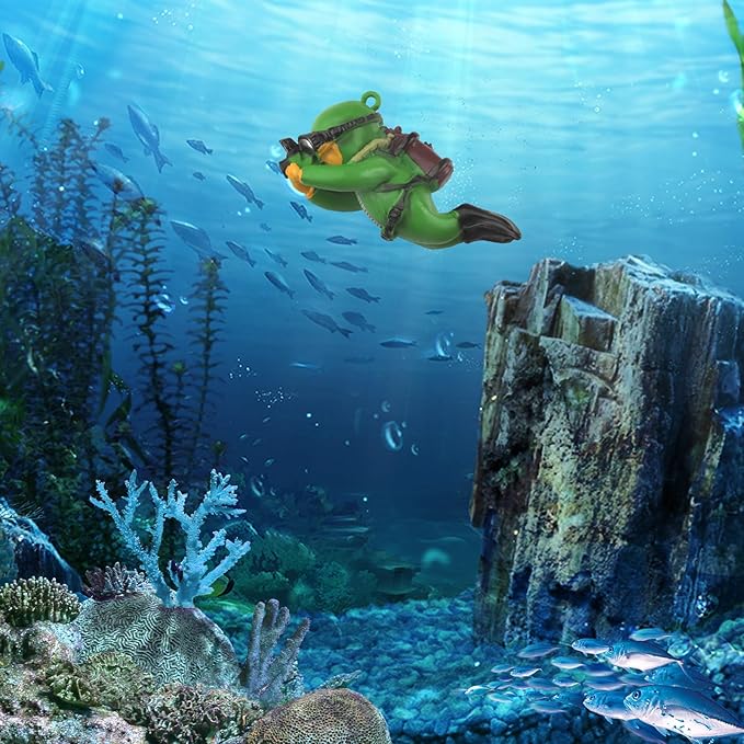onesimcr Floating Fish Tank Decorations, Aquarium Decorations, Lovely Diver Fish Tank Decorations, Floating Device Fish Tank Accessories，Suitable for All Kinds of Fish Tanks(Dark Green)…