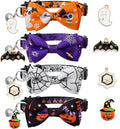 LLHK 4 Pack Halloween Cat Collar with Bow Tie and Bell,Breakaway Kitten Collar for Girl Boy Cats,Adjustable 7-12inch,for Kitty Kitten Adult Cats,Pet Supplies…