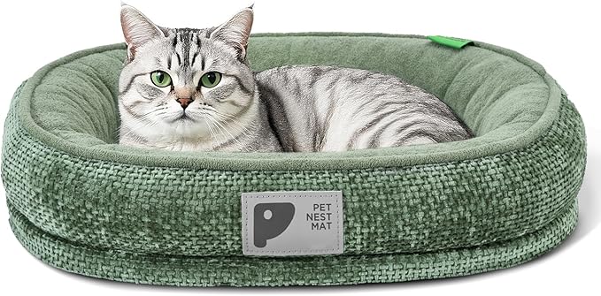 Orthopedic Cat Bed for Puppy & Kitten,Cat Sofa Bed with Egg Crate Foam Four Sided Dog Couch Beds with Removable Cover & Non-Slip Bottom Green XS