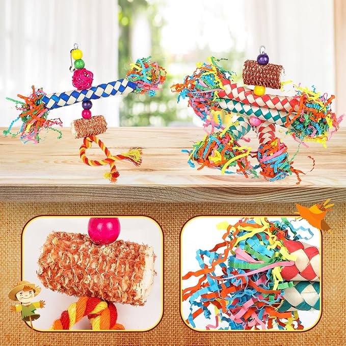 LifeIdeas Bird Shredding Toys, 5PCS Parrot Chewing Toys Corn Cob, Colorful Bird Foraging Toys for Small Medium Parrots Parakeets, Conures, Cockatiel, Lovebirds