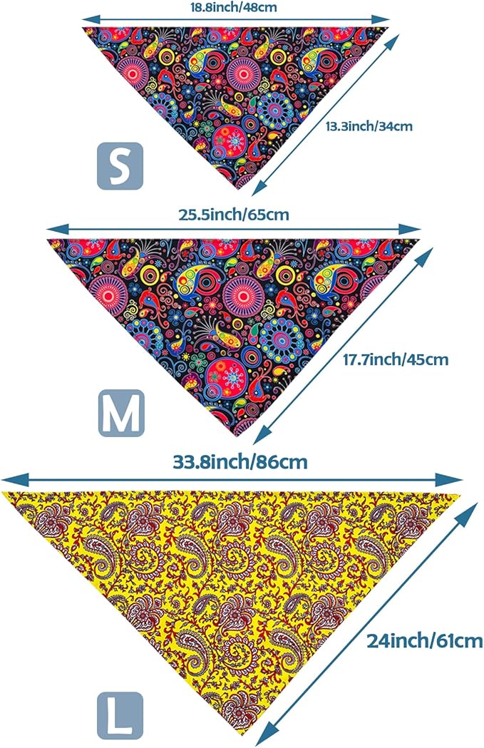 30 Pack Paisley Dog Bandanas for Small Dogs Stitch Bandanas Bulk Reversible Polyester Print One Side Dog Bandana Party Grooming S