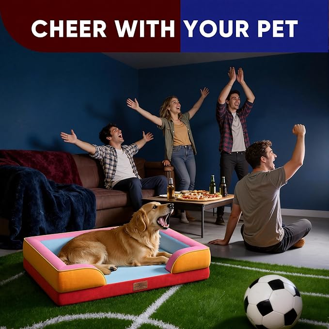 Comfort Expression Orthopedic Dog Bed for Extra Large Dogs 42x30 Inch, Waterproof Egg Crate Foam XL Pet Bed with Removable Bolsters, Dog Couch with Washable Cover & Non-Slip Bottom, Miami