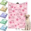 Personalized Paw Print Dog Blanket with Pet Name Face-Custom Puppy Blankets with Picture for Dogs-Customized Dog Memorial Throw Fleece Blanket-Loss of Pets Supplies Sympathy Gift for Bed Sofa Travel