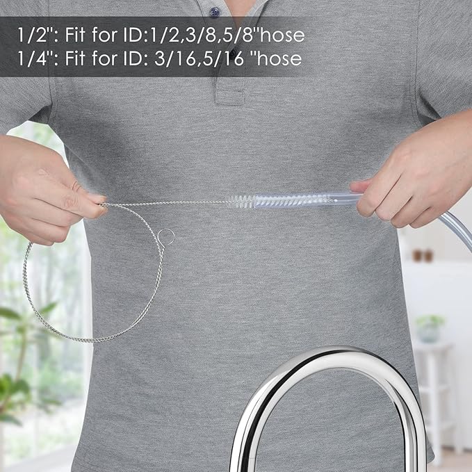 40 Inches Brush Cleaner for Cleaning Straw, Kegerator, Feeding Tube, Siphon Hose, Sunroof Drain, Refrigerator Drain, 4PCS (White)