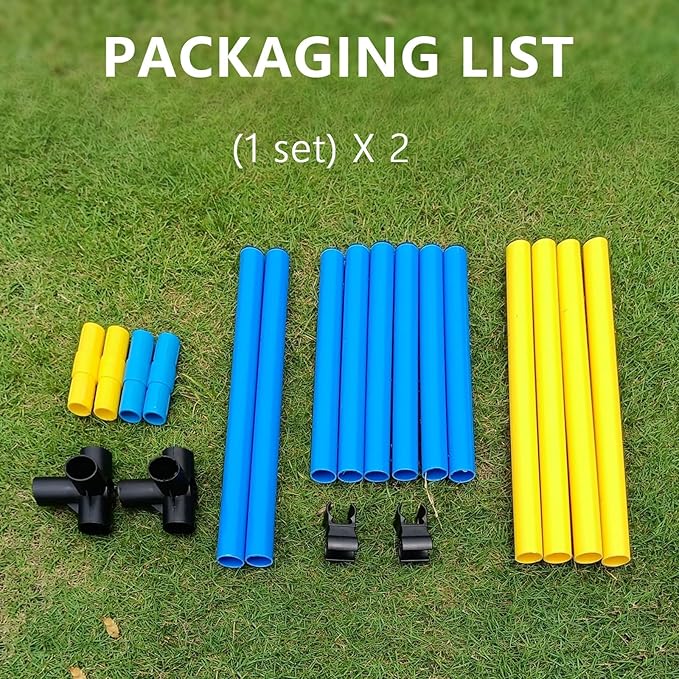 Dog Jump Hurdles Training Equipment,Indoor or Ourdoor,Dog Agility Training Equipment,Jump Obstacle Course for Dogs Outdoor, Playground Equipment,Carrying Bag (2 Sets)…, blue yellow