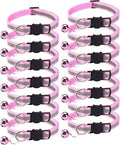 14 Pack Breakaway Cat Collar with Bell, Reflective Kitten Collar for Girl Boy Cats, Safety Buckle Adjustable 7.5-12.5 Inch, 0.4 Inch Width Lightweight, Pet Gifts (Pink)