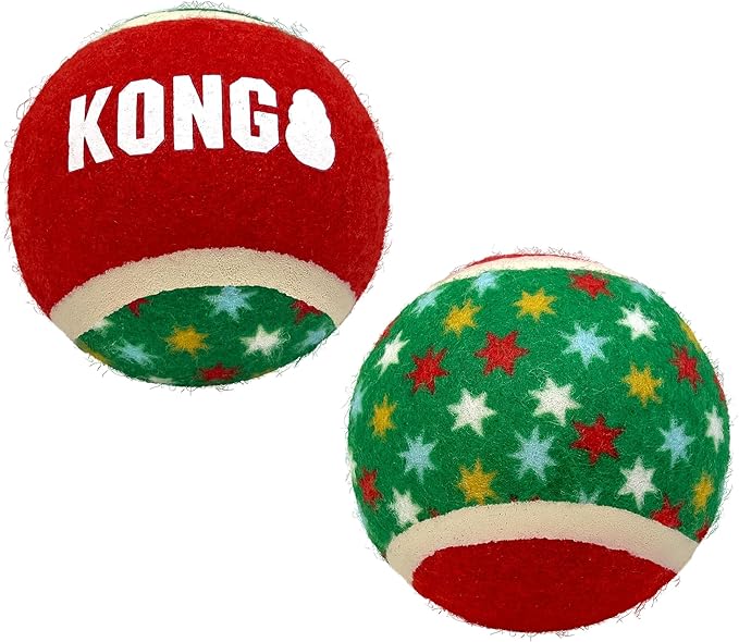 KONG Holiday Sport Balls 2-pk Assorted - for Large Dogs