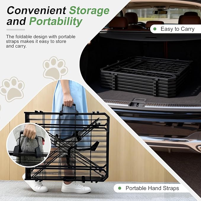 Dog Playpen for Indoor & Outdoor, 24 inch 8 Panels Metal Puppy Playpen for Puppies/Small Dogs, Portable Pet Fence for Yard, Camping, Travelling, Black