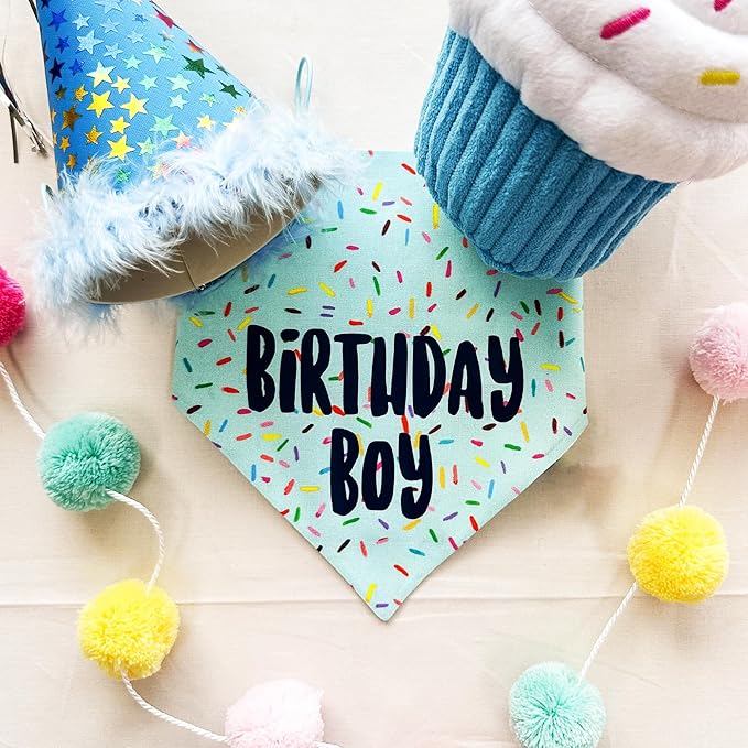 Birthday Boy Dog Bandanas 1 Pack, Blue Birthday Dog Scarfs, HBD Pet Scarves for Birthday Boy Party Bandanas for Small and Medium Dogs (Blue, Small)