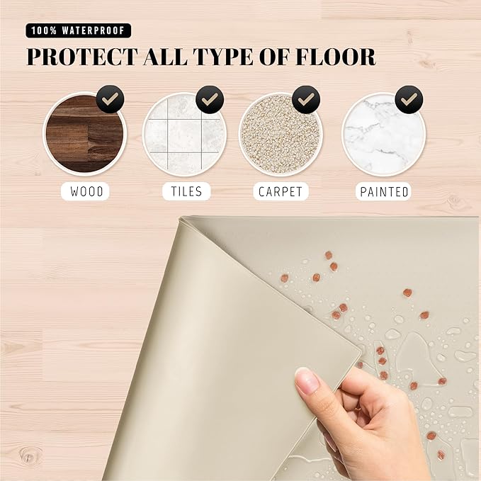 AVERYDAY 100% Waterproof Thicker Silicone Dog Food Mat, 0.63'' Raised Edge Bowl Mat for Food & Water, Non Slip Pet Feeding Placemat for Messy Drinkers, Perfect for Large Medium Small Breeds, 32"x24"