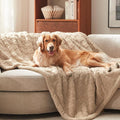 GASUR Waterproof Dog Blankets for Medium Small Dogs, Dog Blanket for Couch Bed, Fleece Pet Blanket for Furniture Sofa Protector, Soft Pet Throw Blankets for Crate Car Outdoor, Washable, 30"x40", Beige