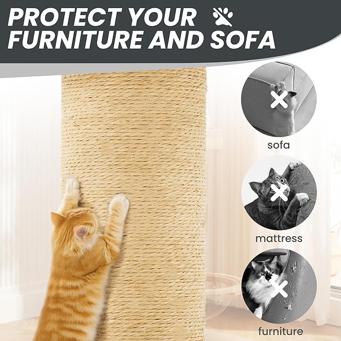 56-Inch Cat Tree for Large Cats, Multi-Level Cat Tower with 2 Condos, Sisal Scratching Posts & Hanging Toys, Sturdy Cat Furniture for Indoor Cats, Space-Saving Design Easy Assembly, Smoke Grey
