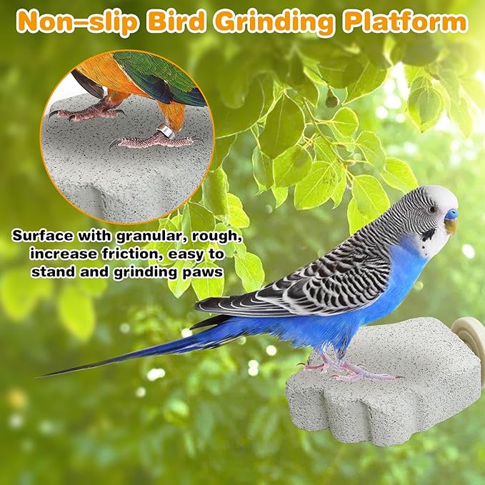 PINVNBY 4 PCS Bird Perches Calcium Parrot Perch Stand Bird Beak Grinding Stone Foot Claws Trimmer Parrot Chewing Toys Bird Cage Accessories for Budgie Cockatiel Conure Lovebird Finch