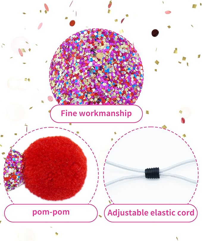 PET SHOW 10 Pack Mini Small Dog Hats with Sequins Puppy Birthday Party Hats Cats Adjustable Holiday Hats Headband Kitten Hats Pet Grooming Costume Accessories