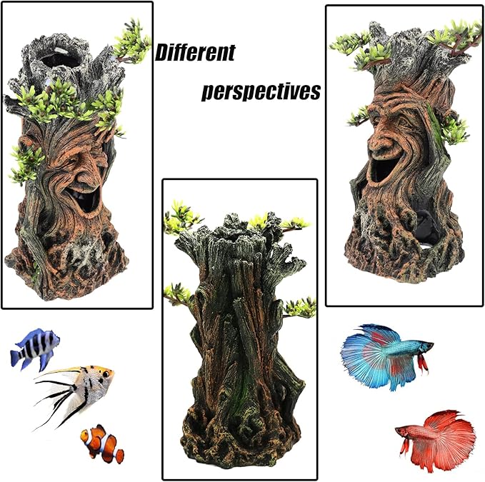 Tfwadmx Fish Tank Tree Trunk Decoration Aquarium Statue Hollow Stump Root Branch Hide Freshwater Saltwater Terrarium Accessories Ornament for Betta,Fighting Fish, Crayfish, SuckerFish,Guppy,Shrimp