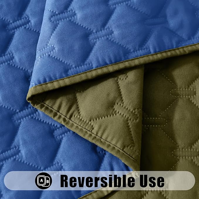 Smiry Waterproof Dog Bed Cover Blanket, Soft Reversible Pet Blanket, Washable Leakproof Cats Dogs Couch Cover for Sofa, Couch, Furniture (30x70 Inch, Green/Navy)