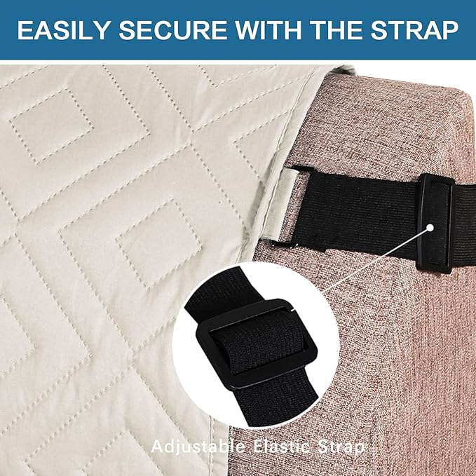 H.VERSAILTEX Futon Cover Reversible Sofa Slipcover Furniture Protector Water Resistant 2 Inch Wide Elastic Straps Sofa Bed Pets Kids Dog Cat Fit Sitting Width Up to 70"(Futon, Ivory/Beige)