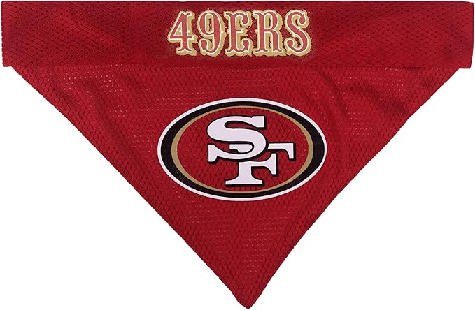 Pets First NFL DOG BANDANA - SAN FRANCISCO 49ERS REVERSIBLE PET BANDANA. 2 Sided Sports Bandana with a PREMIUM Embroidery TEAM LOGO, Large/X-Large. - 2 Sizes & 32 NFL Teams available