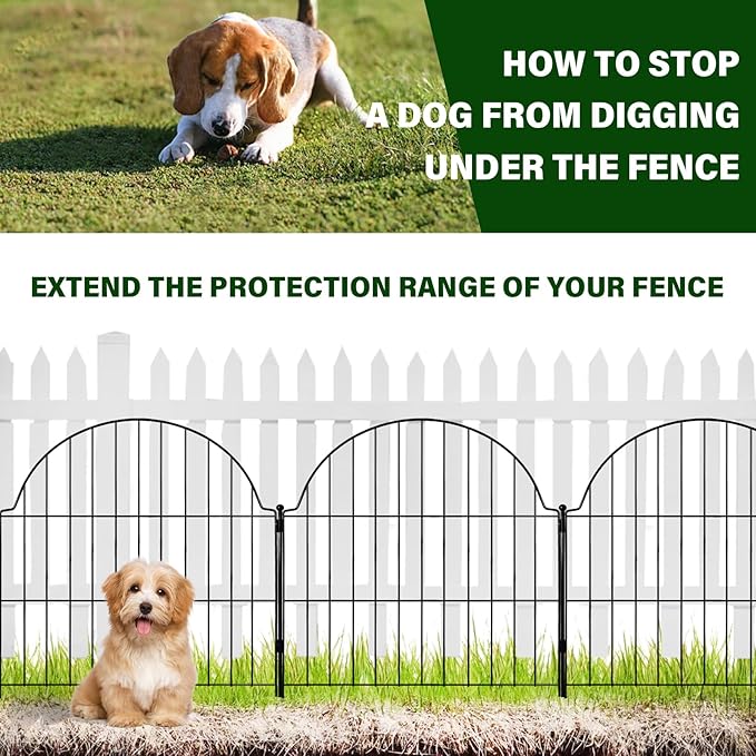 6 Panels No Dig Decorative Garden Fence, 25in (H) x 12.2ft (L) Animal Barrier Fencing for Dog, Easy Install Temporary Fence for Yard, Rustproof Wire Garden Border
