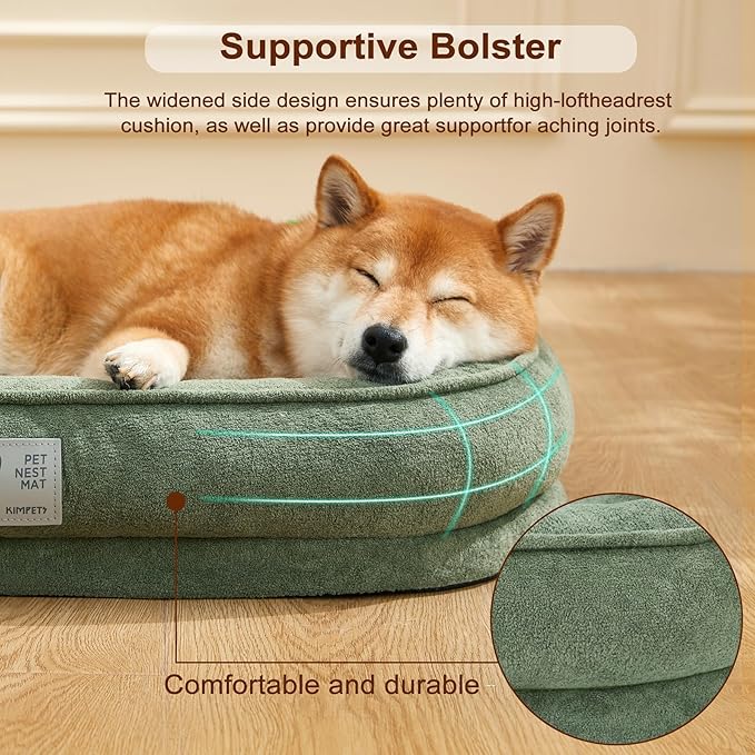 Orthopedic Dog Bed for Small Dog, Washable with Removable Cover&Non-Slip Bottom with Four-Sided Bolster Cushions,squishmallow Green S
