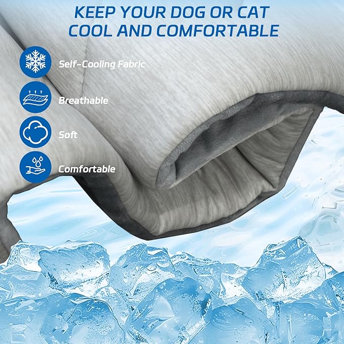 Dog Cooling Mat Self Coolings Foldable Cooling Pad for Dog in Summer Coolings Mat for Dogs and Cats Machine Washable (Rectangle,Gray, X-Large-59 L x 40" W)