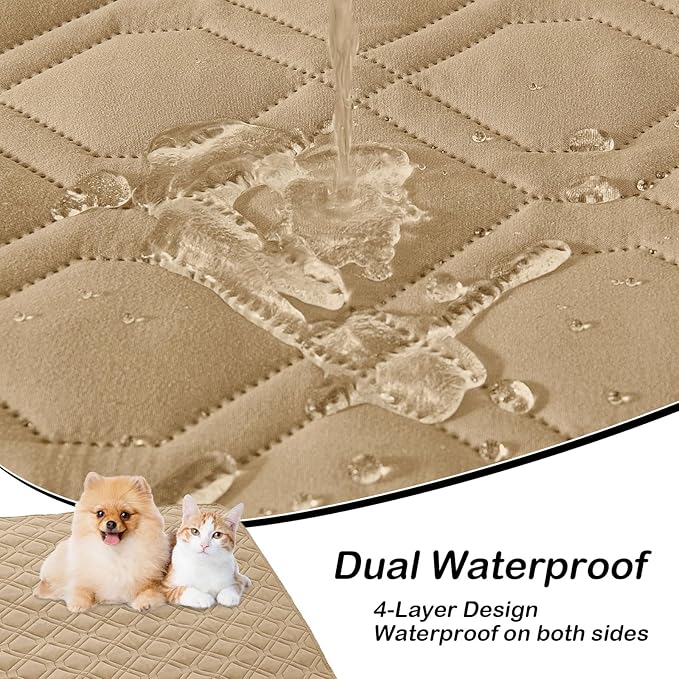 hyha Waterproof Dog Bed Blanket, Soft Pet Blankets, Waterproof Couch Cover for Dogs, Reversible Sofa Covers Washable for Furniture (30x70 Inch, Camel/Beige)