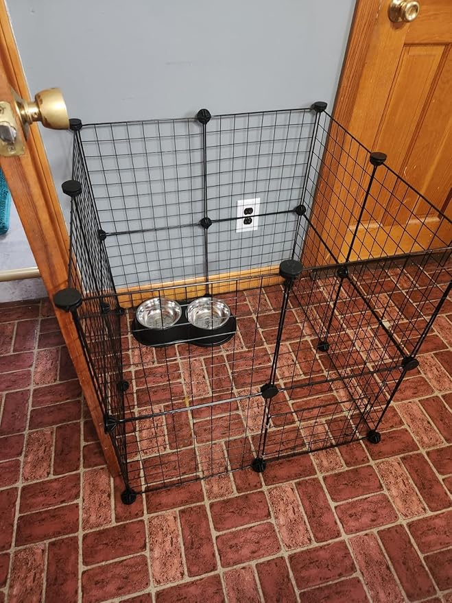LANGXUN 16pcs Small Animal Playpen with Waterproof Mat, Pet Playpen, Rabbit Guinea Pig Cages, Puppy Kitten Playpen | Indoor & Outdoor Portable Metal Wire Yard Fence 13"x13"