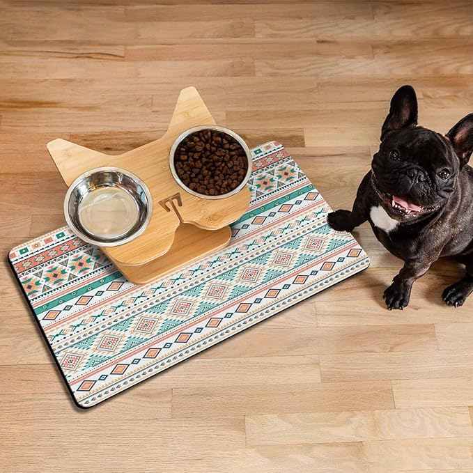 Pet Feeding Mat for Floors Waterproof Dog Mat for Food and Water Absorbent Quick Dry Non Slip mat for Cat Bowls