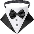 ADOGGYGO Formal Dog Tuxedo Wedding Puppt Bandana Collar with Bow Tie, Adjustable Pet Bowtie Collar Bandana for Small Dogs (Small)