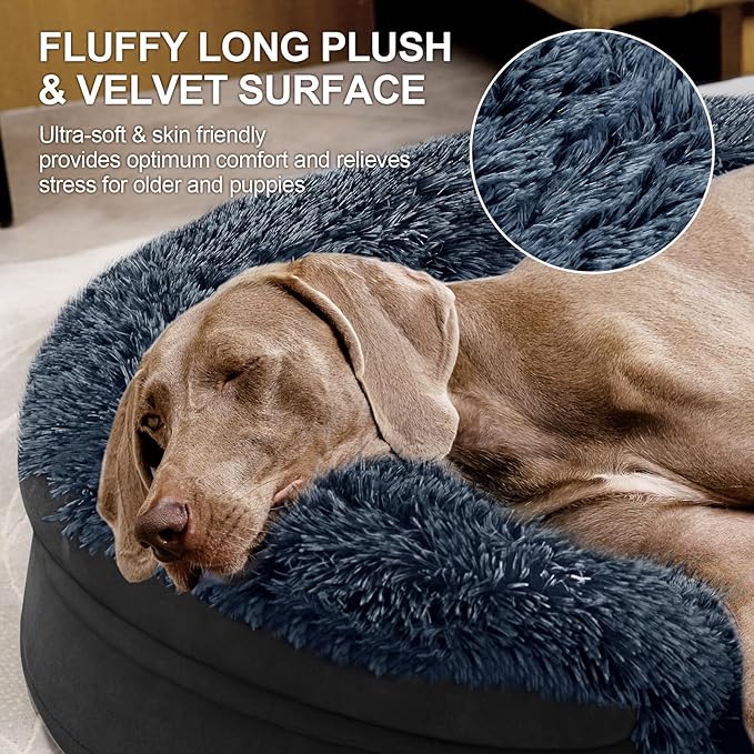 Black Orthopedic Dog Beds for Extra Large Dogs, 44" x32.6" x7.6" Supportive Dog Sofa Bed with 28D Egg-Crate Foam, Removable Washable Cover, Waterproof Lining, for Puppy,Senior,Sick