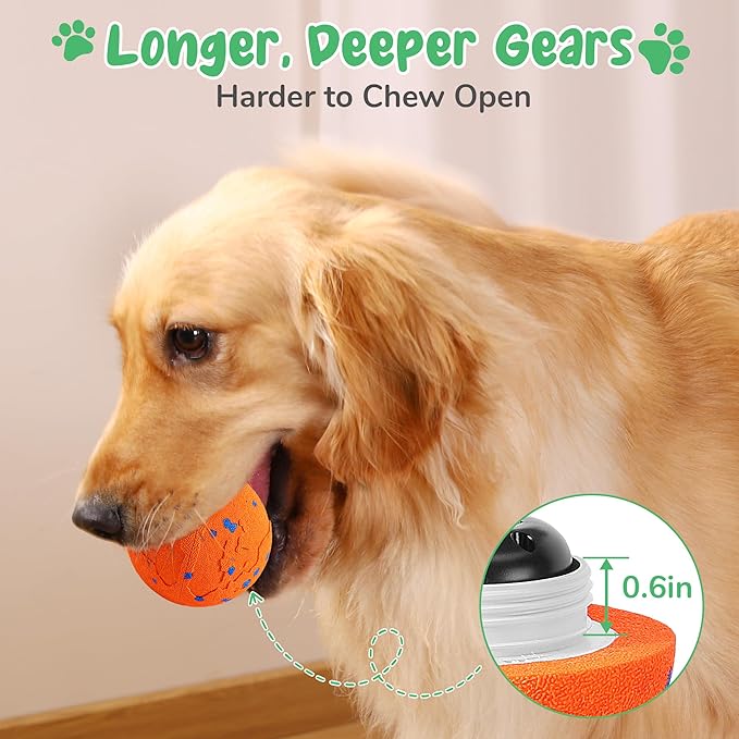 Smart Interactive Dog Toys,Vibrating Dog Ball,Electric Dog Chew Toys for Medium and Large Dogs,Chew-Proof Shell,Automatic Moving/Bouncing/Rotating, E-TPU Material,Ip68 Waterproof