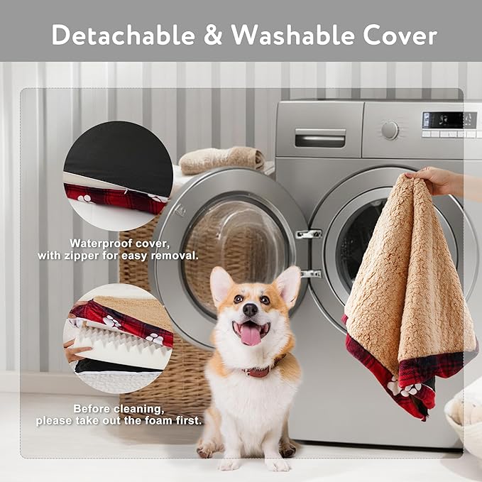 Waterproof Orthopedic Dog Bed for Extra Large Dogs 41x27x4 Inch - Egg Crate Foam Pet Crate Bed with Removable Washable Cover, Plush Top Anti-Slip Bed Mat, Navy