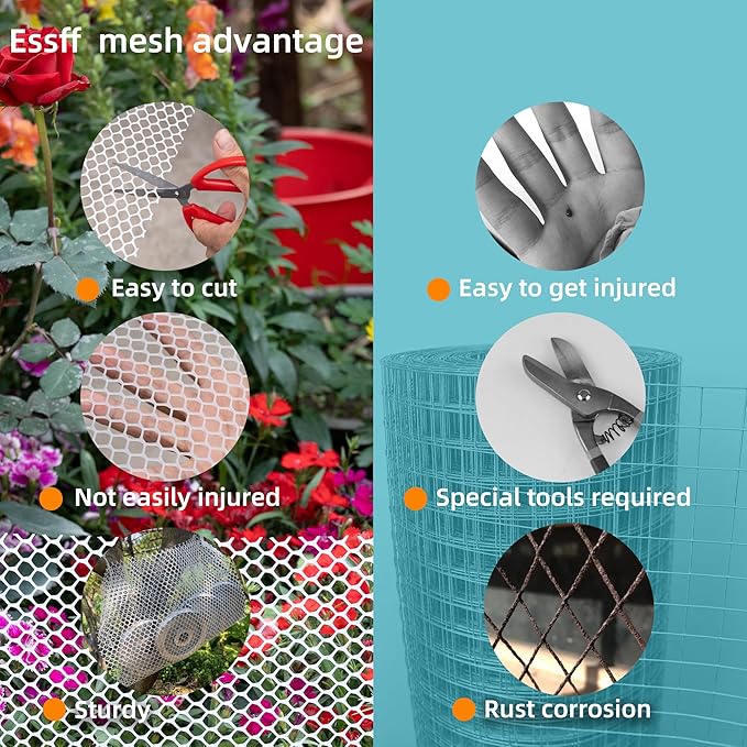 Pet & Garden Safeguard - 15.7IN x 16.4FT Roll - White Plastic Netting, Multi-Use Decorative Fencing for Poultry, Dogs, Rabbits,Chicken and Snake Barrier