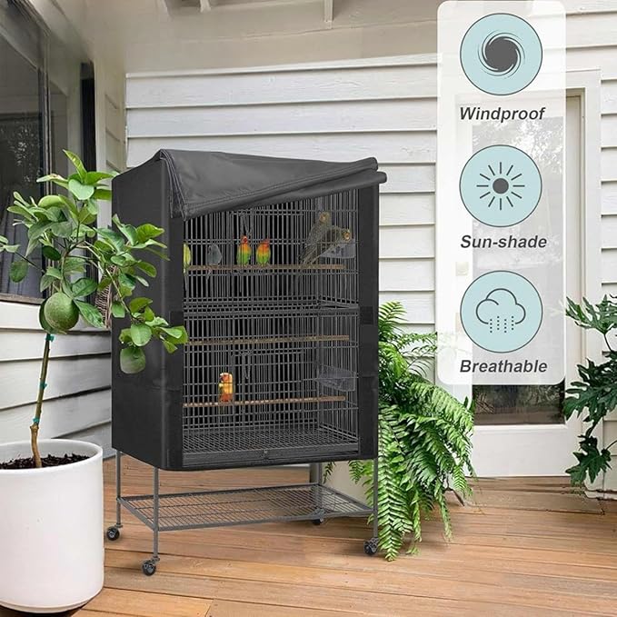 Bird Cage Cover,Breathable Black Out Lightweight Washable Dust Proof Hood for Lovebird Canary Conure Cockatiel Parakeet Pet Night