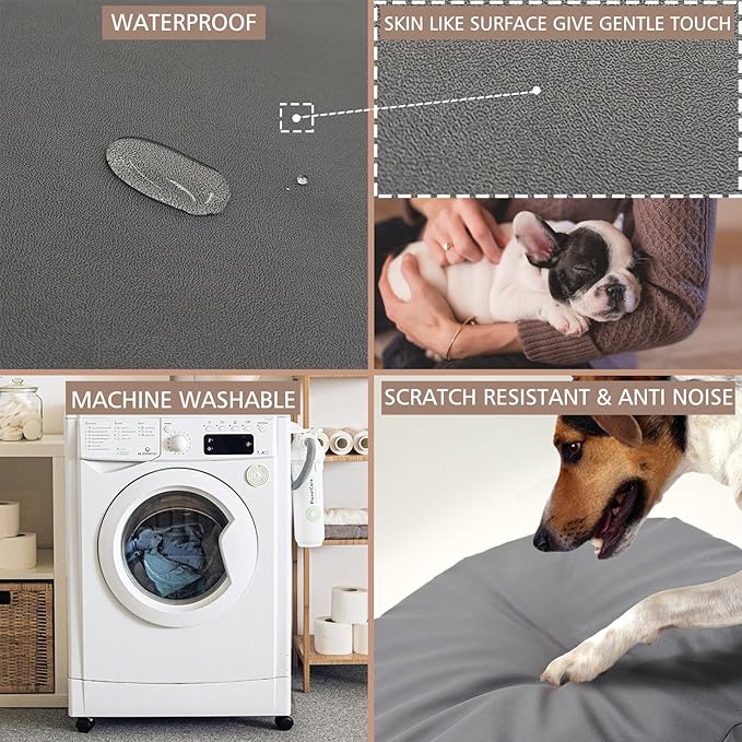 Dog Bed Cover Waterproof Replacement Machine Washable Covers for 30x20 Inch Dog Bed Heavy Duty Scratch Resistant Mattress Protector Pet Bed Cover Only Grey