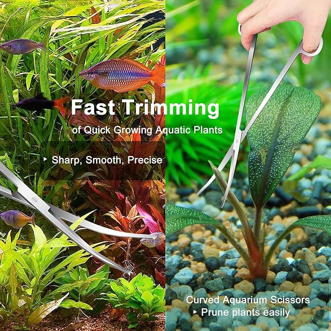 4Pcs Aquascaping Tools, Jeimier Aquascape Kit, Long and Strong Aquarium Tweezers, Scissors, Algae Scraper, Aquarium Plant Tools, Fish Tank Plant Trimming Kit