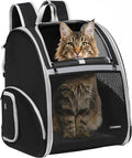 Pet Backpack Carrier, Large Cat Carrier Backpack Up to 20 Lbs with Breathable Mesh, for Medium Large Cats or Small Dogs, Travel Hiking Camping Backpack (Black-XL)
