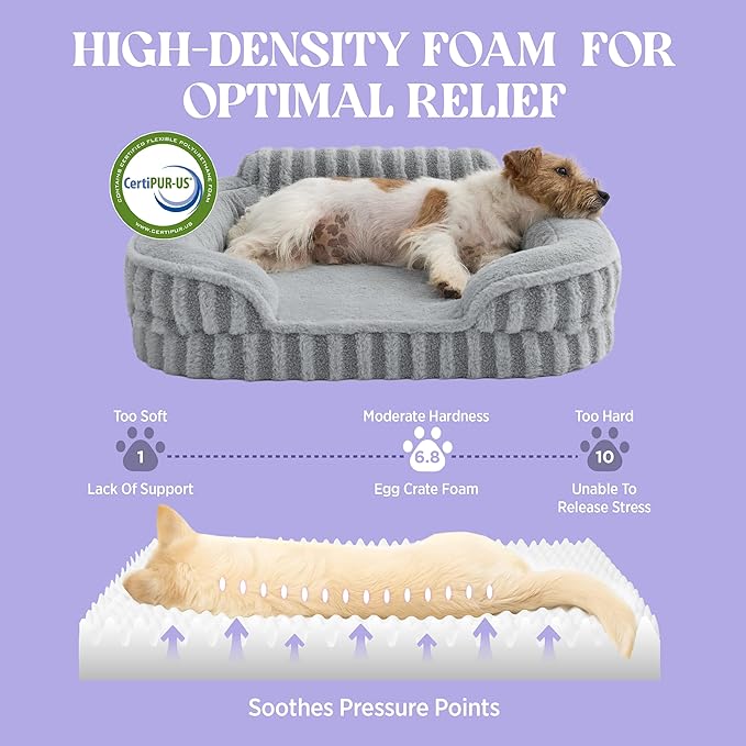 LE SURE Cute Dog Beds for Extra Large Dogs, Orthopedic Waterproof XL Pet Bed with Sides, High Back Non-Slip and Egg-Crate Foam Big Dog Couch Sofa with Washable Removable Cover, Grey