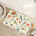 Butterfly Bird Dog Food Mat for Floors,Vintage Nature Absorbent Pet Food and Water Bowl Mats,Non-Slip Pet Feeding Mat,Pet Supplies 16" x 24"