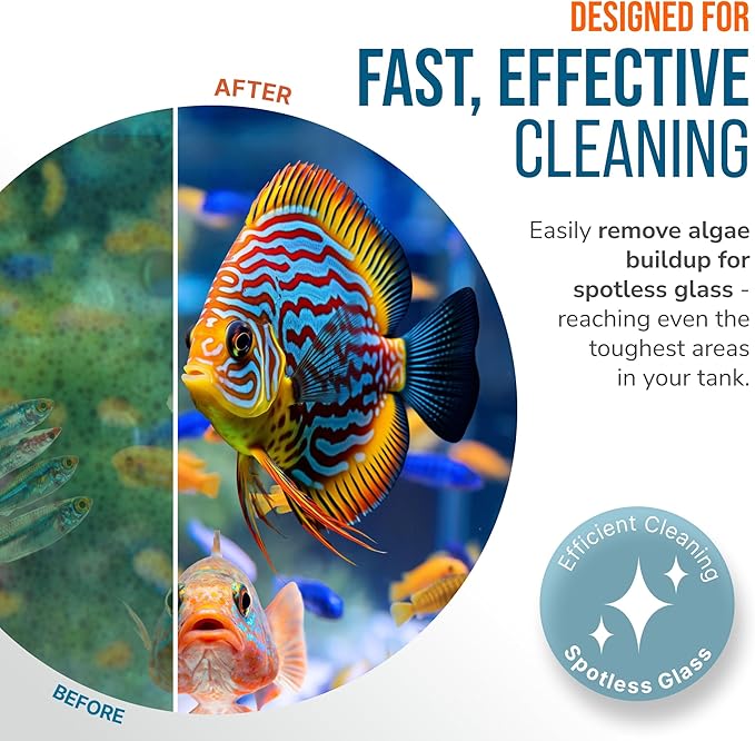 FLIPPER Float Standard Magnetic Aquarium Cleaner – 2-in-1 Flip Scrubber and Scraper, Floating Design with Strong Magnets for Cleaning Algae and Debris on Glass and Acrylic Tanks up to 1/2" (12mm)