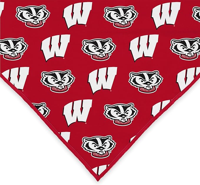 Wisconsin Badgers Officially Licensed Bandana for Dogs and Cats | Fits Pets Great Gift Idea | Easy-to-Tie (Large, 28")