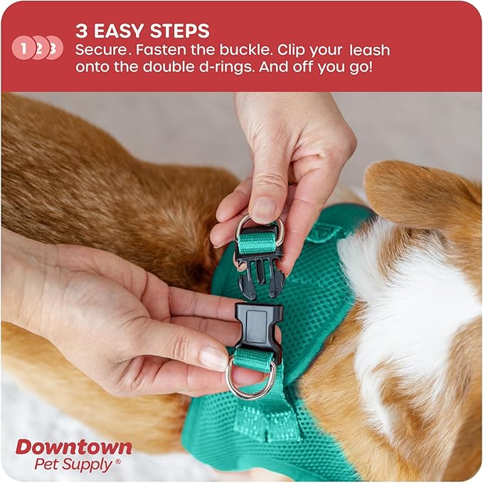 Downtown Pet Supply Step in Dog Harness No Pull, XX-Large, Bermuda Blue - Adjustable Harness with Padded Mesh Fabric and Reflective Trim - Buckle Strap Harness for Dogs